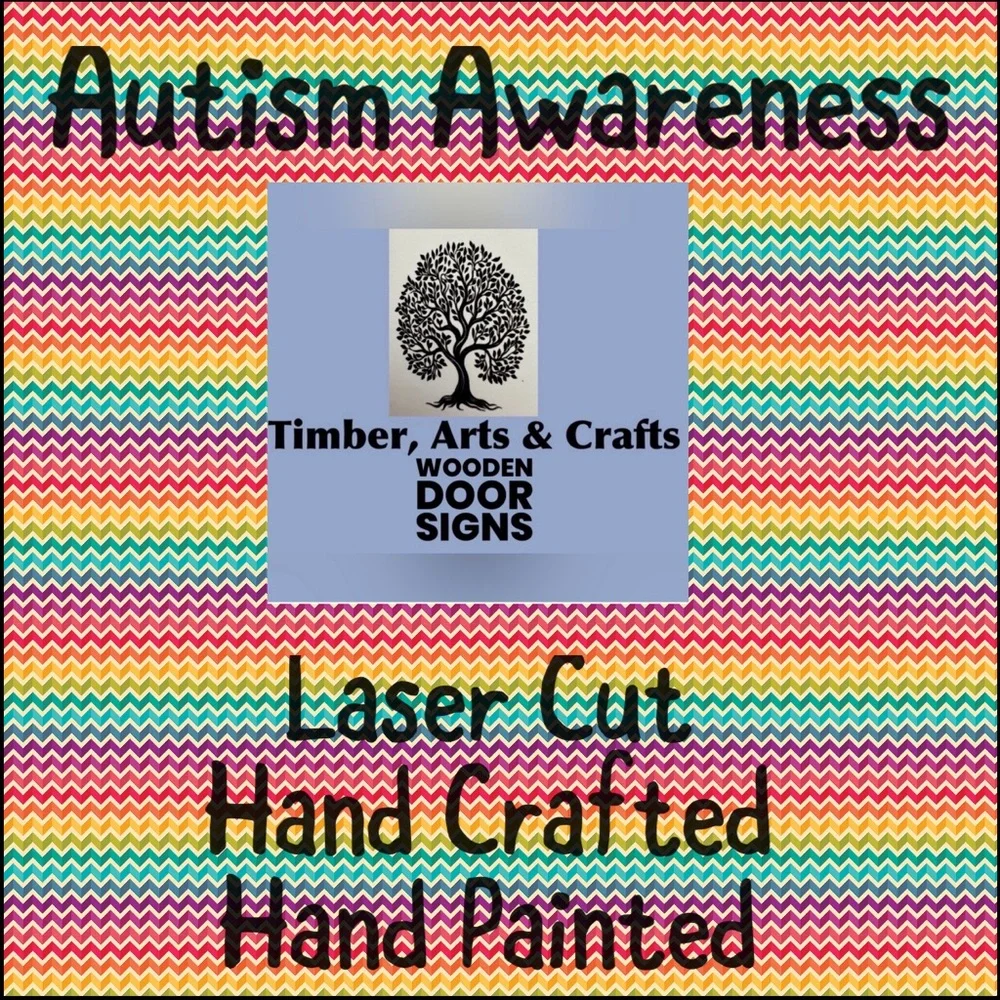 Autism Awareness Wooden Door Sign